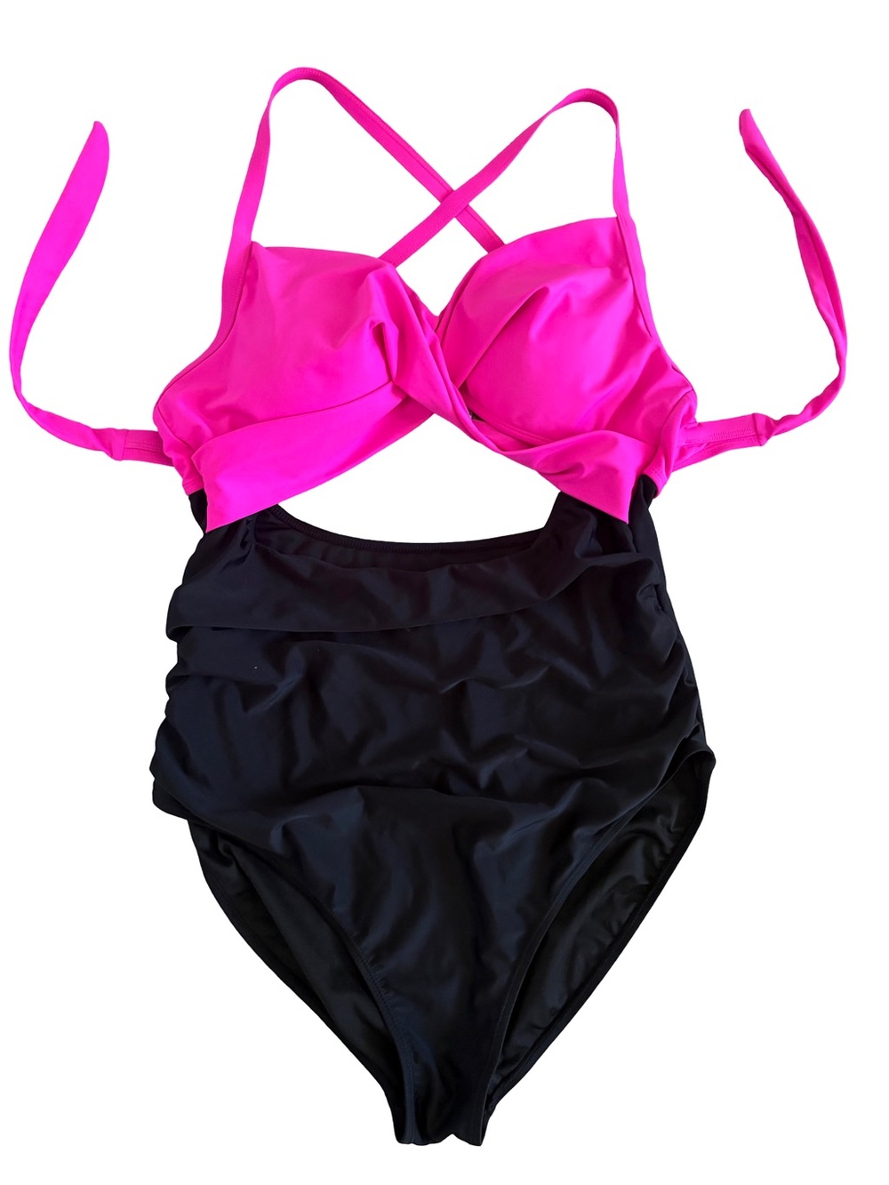 Eomenie One Piece Swimsuit Large Pink Black Cutout Tummy Control Swimsuit